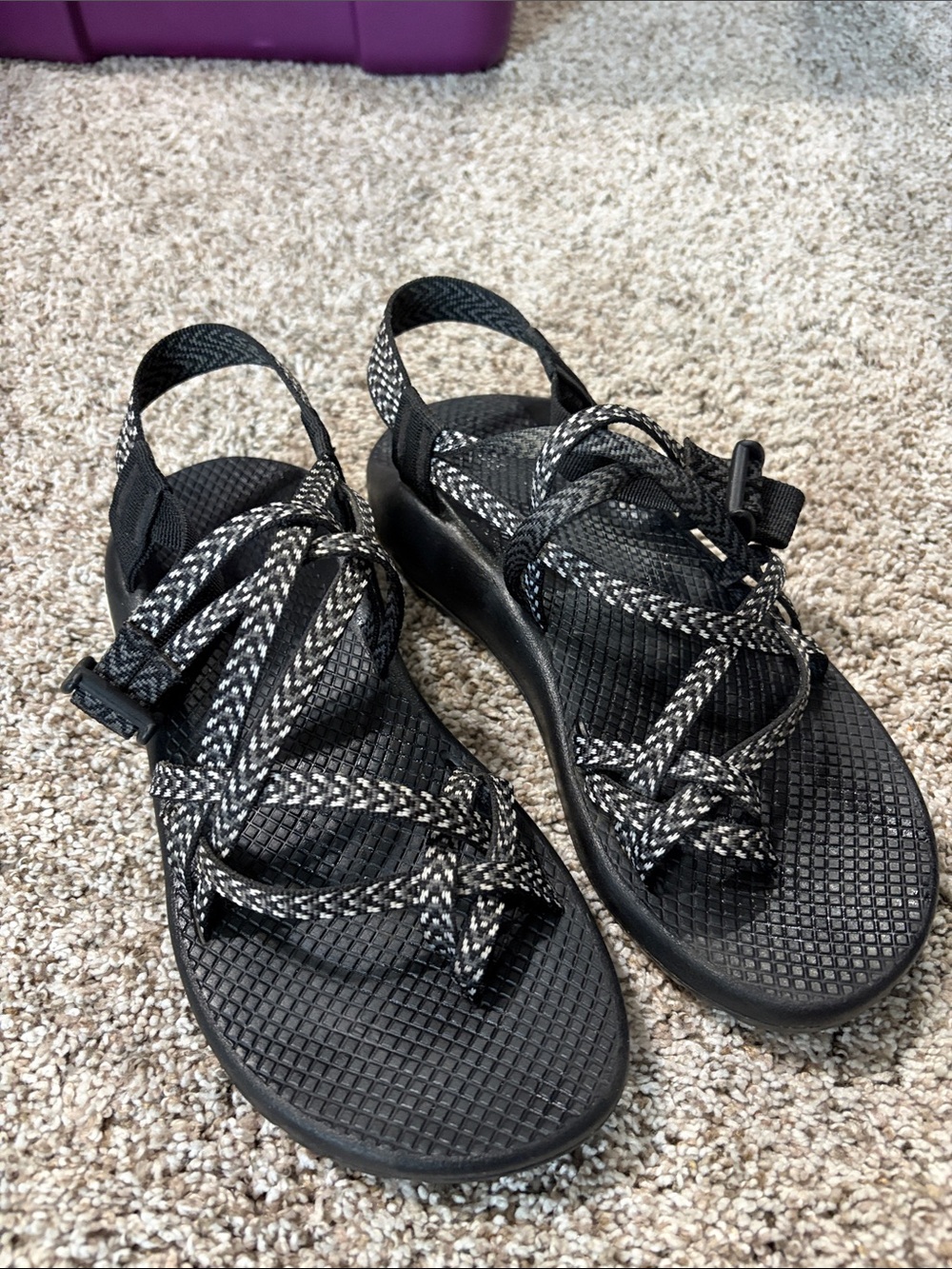 Chaco Black and White Rope Sport Sandals